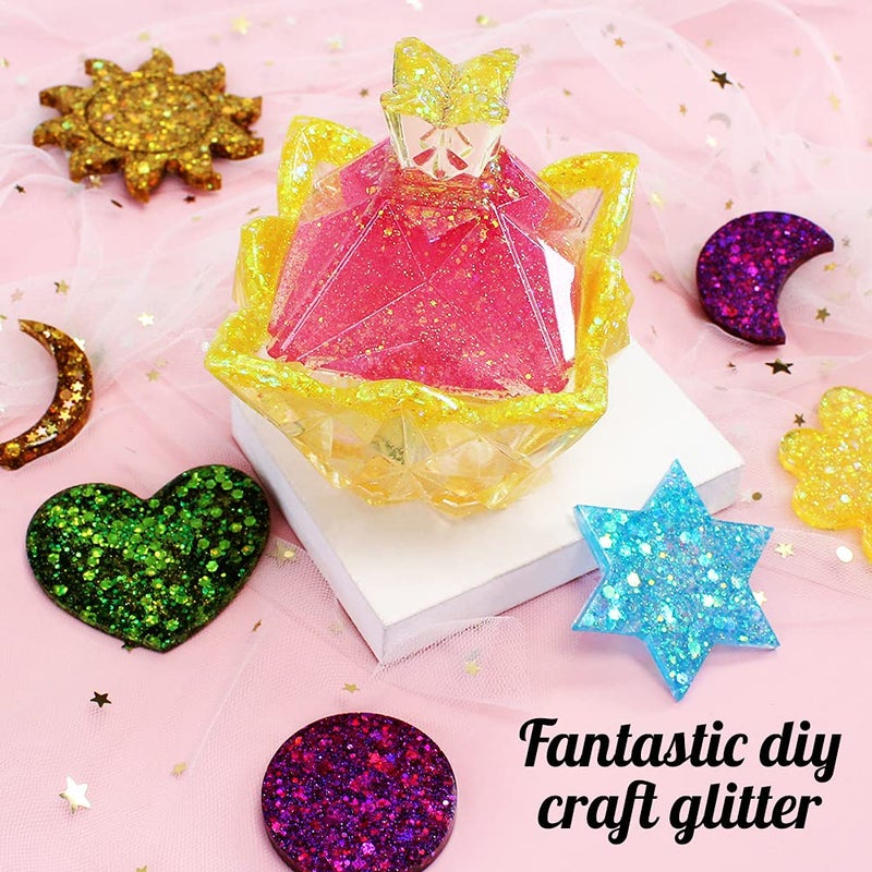 Estanoite 100g Holographic Glitter  Cosmetic Mixed Hexagon Chunky & Fine Craft Glitter Resin Sequins for Epoxy  Resin Art  Body  Hair  Face  Nail  Slime  Tumblers (Silver) - Image 4